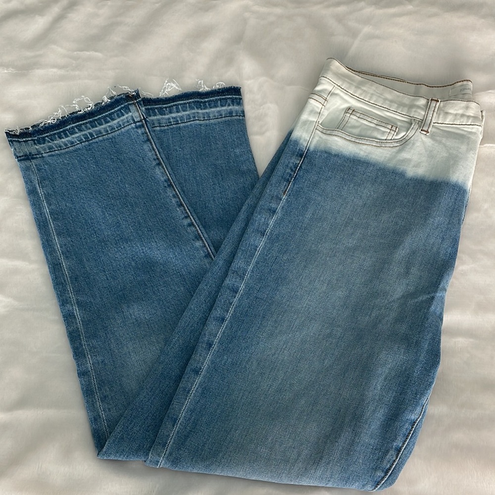 Jonathan Simkhai | High Rise Straight Leg White and Blue Dipped Jeans NWT - Picture 16 of 16